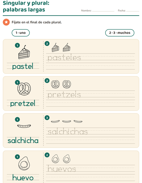 Vista previa de la hoja de Singular y plural con Comida BN 2 para jardín infantil