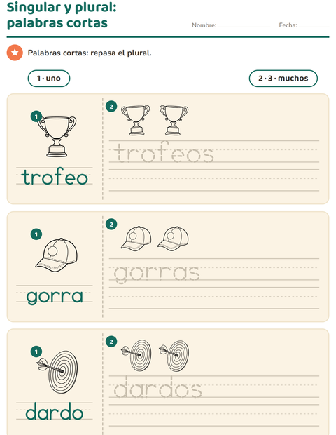 Vista previa de la hoja de Singular y plural con Deportes BN para jardín infantil