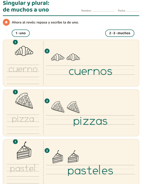 Vista previa de la hoja de Singular y plural con Comida BN 2 para jardín infantil