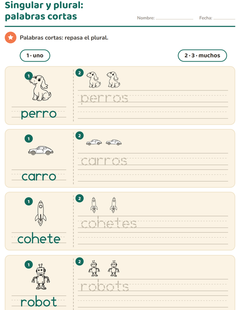 Vista previa de la hoja de Singular y plural con Juguetes BN 2 para jardín infantil