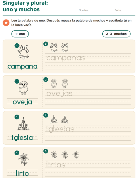 Vista previa de la hoja de Singular y plural con Pascua BN 2 para jardín infantil