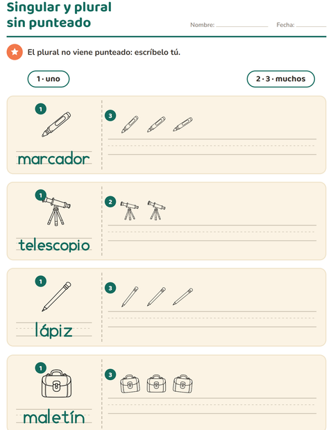 Vista previa de la hoja de Singular y plural con Salón de clases (B/N) para jardín infantil