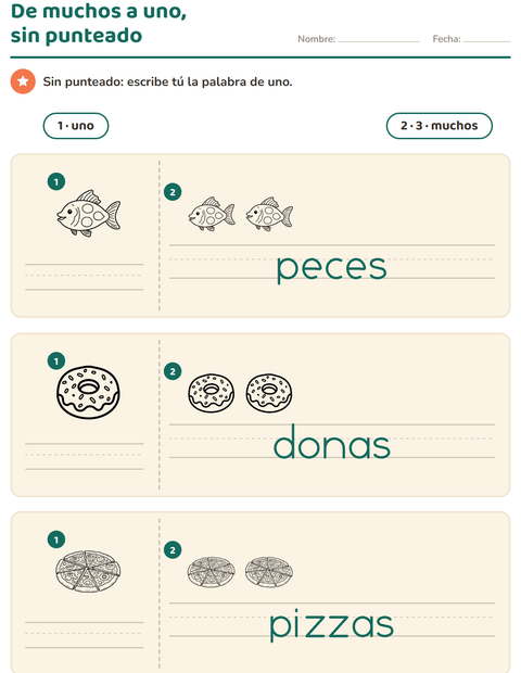 Vista previa de la hoja de Singular y plural con Comida BN para jardín infantil
