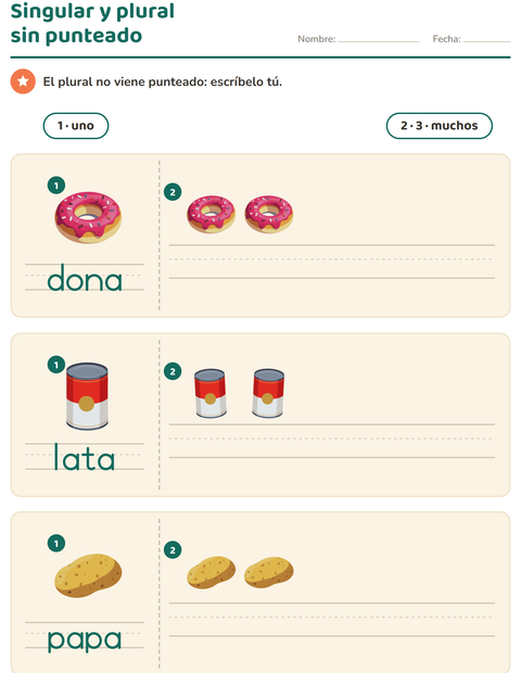Vista previa de la hoja de Singular y plural con En el supermercado para jardín infantil