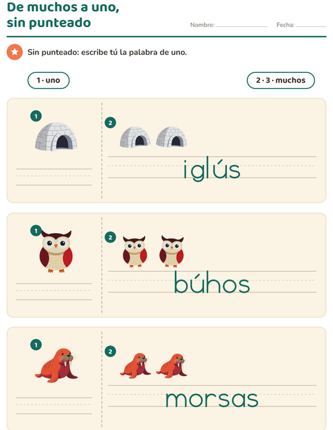 Vista previa de la hoja de Singular y plural con Invierno para jardín infantil