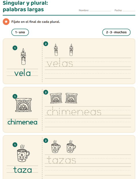 Vista previa de la hoja de Singular y plural con Navidad B&N 2 para jardín infantil