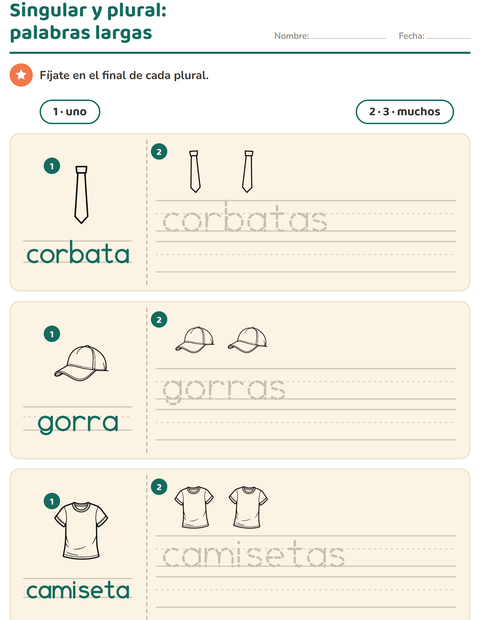 Vista previa de la hoja de Singular y plural con Ropa BN para jardín infantil