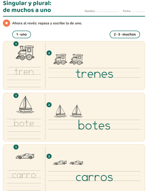 Vista previa de la hoja de Singular y plural con Vehículos BN para jardín infantil