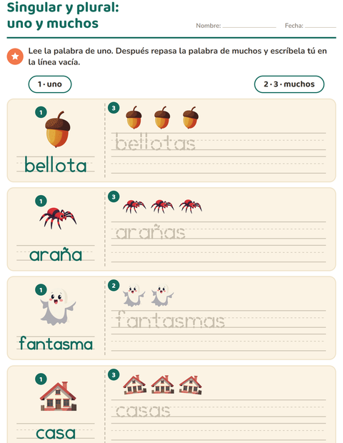 Vista previa de la hoja de Singular y plural con Misceláneo para jardín infantil
