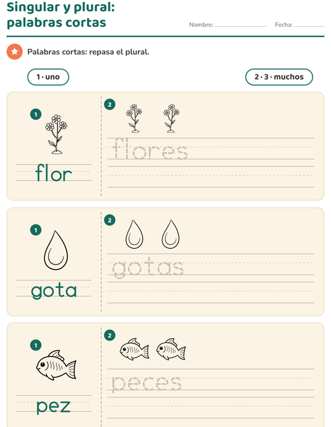 Vista previa de la hoja de Singular y plural con Naturaleza BN para jardín infantil