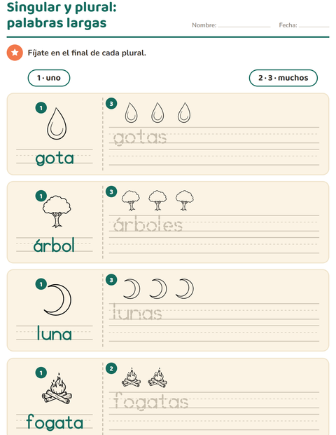 Vista previa de la hoja de Singular y plural con Naturaleza BN para jardín infantil