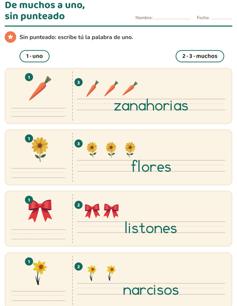 Vista previa de la hoja de Singular y plural con Pascua para jardín infantil