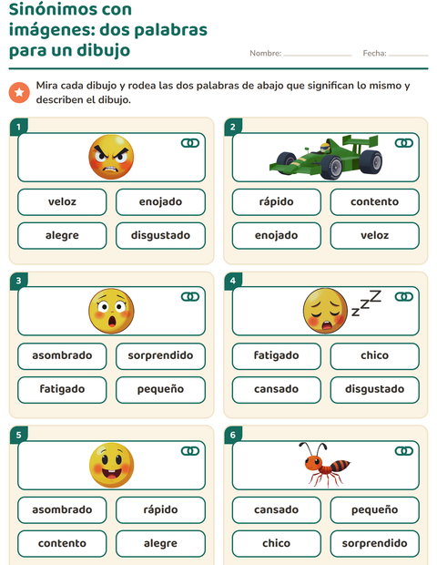 Vista previa de Sinónimos con imágenes: dos palabras para un mismo dibujo