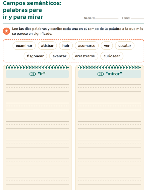 Vista previa de la hoja de Sinónimos para grado 3