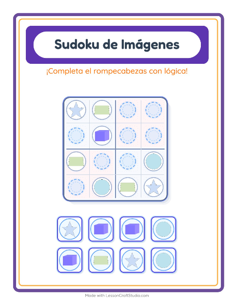 Vista previa de la hoja de Sudoku De Imágenes con Formas para jardín infantil