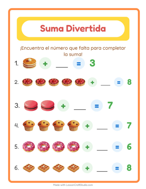 Sumas con Postres y Dulces