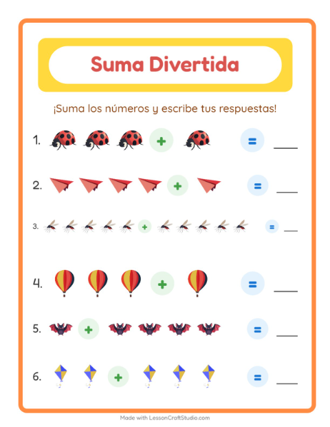 Sumas con Cosas que Vuelan