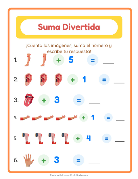 Sumas con Partes del Cuerpo