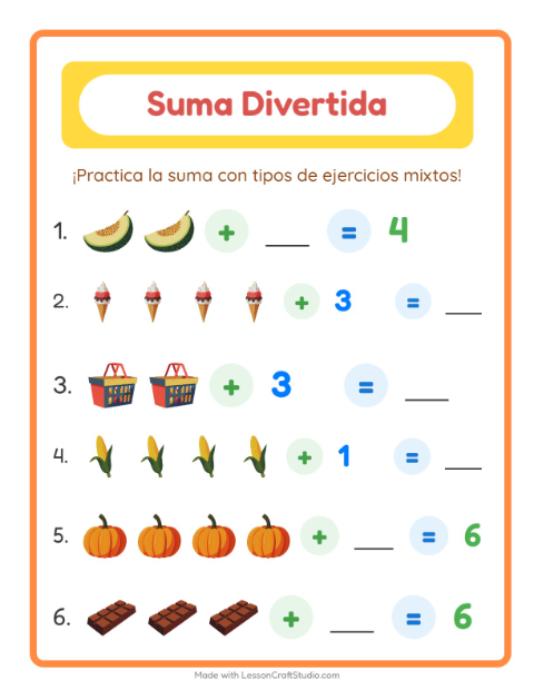 Sumas con En el Supermercado