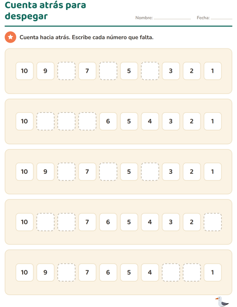 Números que faltan hasta 10 y 20 para preescolar — 2