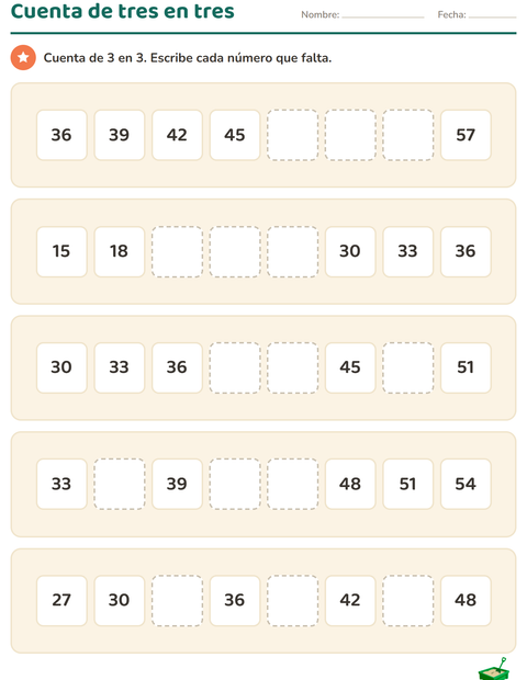 Contar de 3 en 3 y de 4 en 4 y saltos de 100 para segundo grado — 4