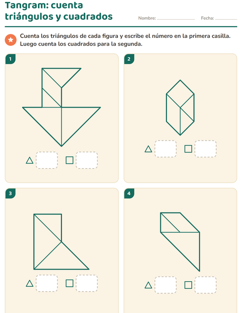 Vista previa de la hoja de Tangram para jardín infantil