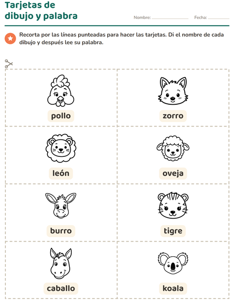 Vista previa de la hoja de Tarjetas de dibujo y palabra con Caras BN para jardín infantil