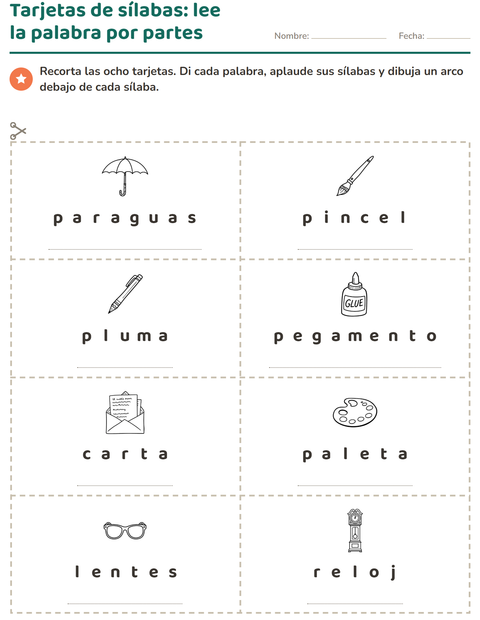 Vista previa de la hoja de Tarjetas de dibujo y palabra con Educación BN para grado 1