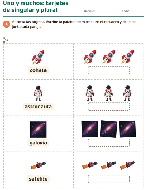 Vista previa de la hoja de Tarjetas de dibujo y palabra con Espacio para jardín infantil