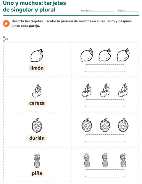 Vista previa de la hoja de Tarjetas de dibujo y palabra con Frutas BN para jardín infantil