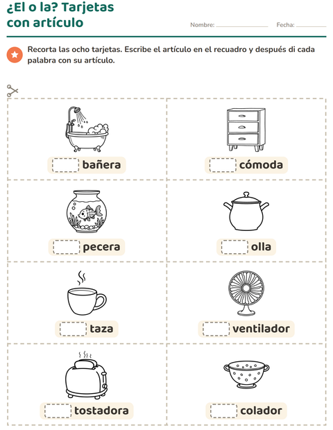 Vista previa de la hoja de Tarjetas de dibujo y palabra con Hogar BN para jardín infantil