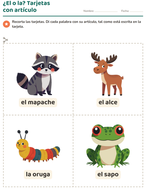 Vista previa de la hoja de Tarjetas de dibujo y palabra con Criaturas del bosque para jardín infantil