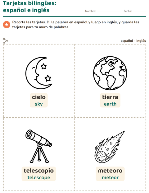 Vista previa de la hoja de Tarjetas de dibujo y palabra con Espacio BN para jardín infantil