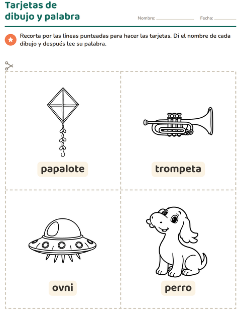 Vista previa de la hoja de Tarjetas de dibujo y palabra con Juguetes BN 2 para jardín infantil