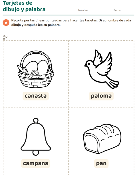 Vista previa de la hoja de Tarjetas de dibujo y palabra con Pascua BN para jardín infantil