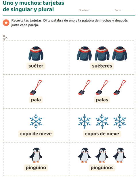 Vista previa de la hoja de Tarjetas de dibujo y palabra con Invierno para jardín infantil