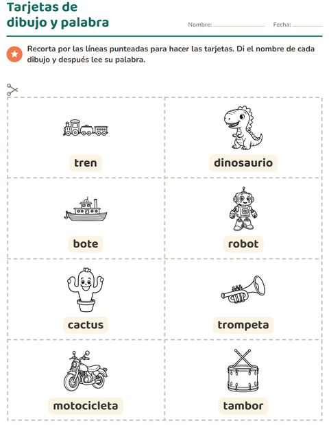 Vista previa de la hoja de Tarjetas de dibujo y palabra con Juguetes BN para jardín infantil