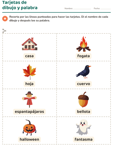 Vista previa de la hoja de Tarjetas de dibujo y palabra con Misceláneo para jardín infantil