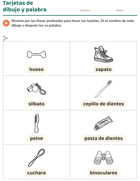 Vista previa de la hoja de Tarjetas de dibujo y palabra con Objetos BN para jardín infantil