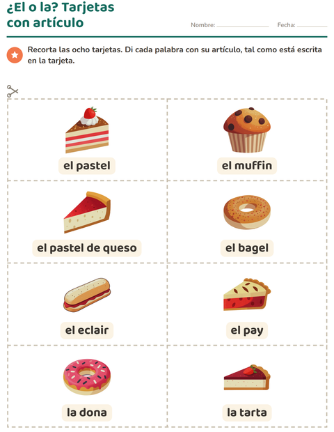 Vista previa de la hoja de Tarjetas de dibujo y palabra con Panadería para jardín infantil