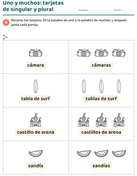 Vista previa de la hoja de Tarjetas de dibujo y palabra con Playa BN 2 para jardín infantil
