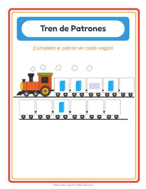 Vista previa de la hoja de Tren De Patrones con Formas para jardín infantil