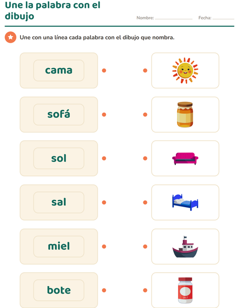 Vista previa de la hoja de Vocabulario con dibujos para jardín infantil