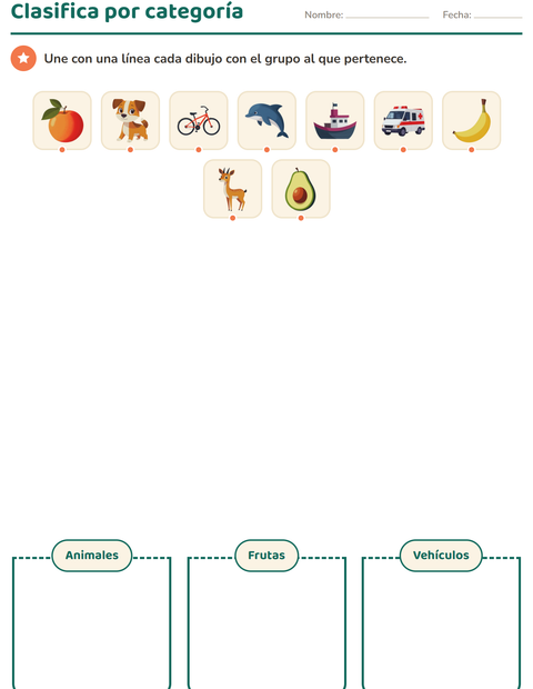Vista previa de la hoja de Vocabulario con dibujos para jardín infantil