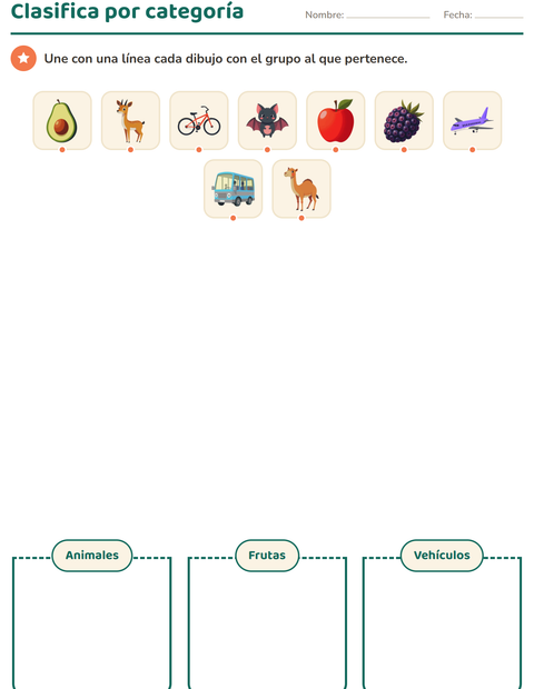 Vista previa de la hoja de Vocabulario con dibujos para jardín infantil