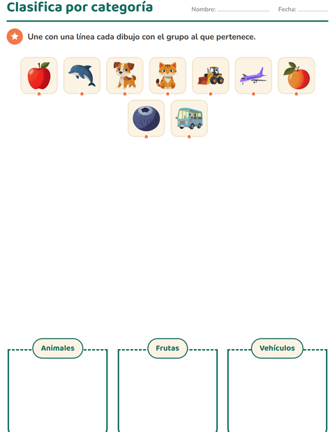Vista previa de la hoja de Vocabulario con dibujos para jardín infantil