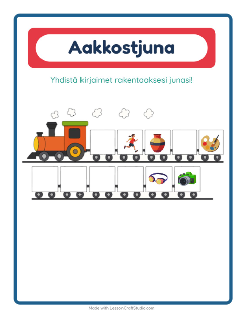Aakkosjuna – Aktiviteetit