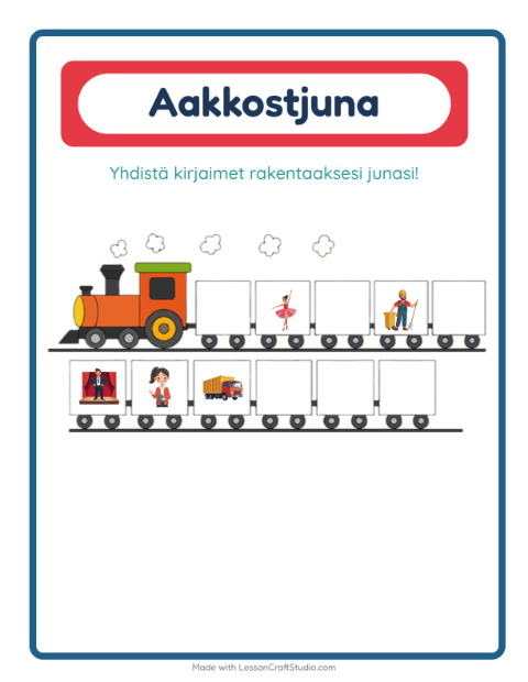 Esikatselu: Aakkosjuna: Ammatit – esikouluikäisille