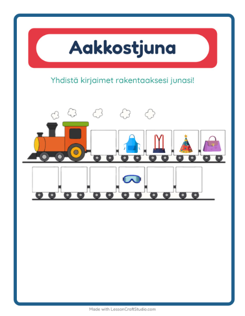 Esikatselu: Aakkosjuna: Asusteet – esikouluikäisille