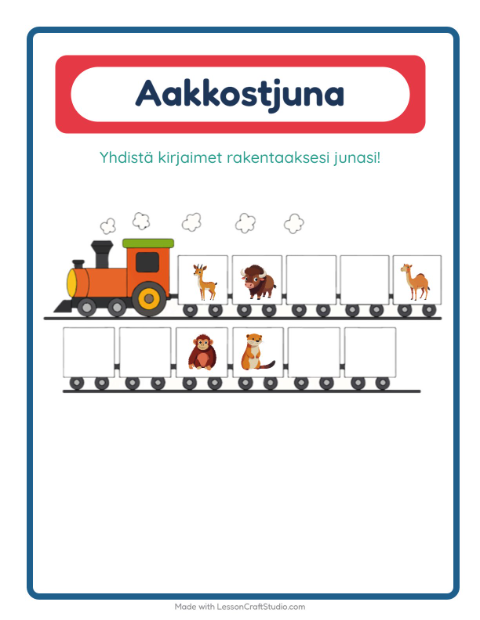Aakkosjuna – Eläintarhan eläimet